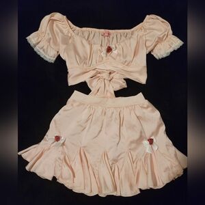 Sugar Thrillz Pink Skirt and Crop Top Set (small and medium)